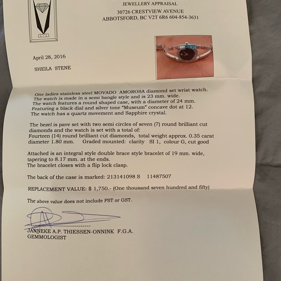 Movado Amorosa Ladies Diamond Set Wrist Watch - Picture 8 of 9